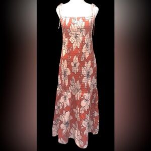 Anthropologie Dhruv Kapoor Smocked Flounce Hem Dress NWT